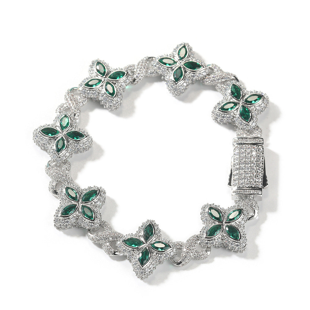 Pulsera Hip-Hop Infinite con Trébol de Cuatro Hojas y Circonitas 5A