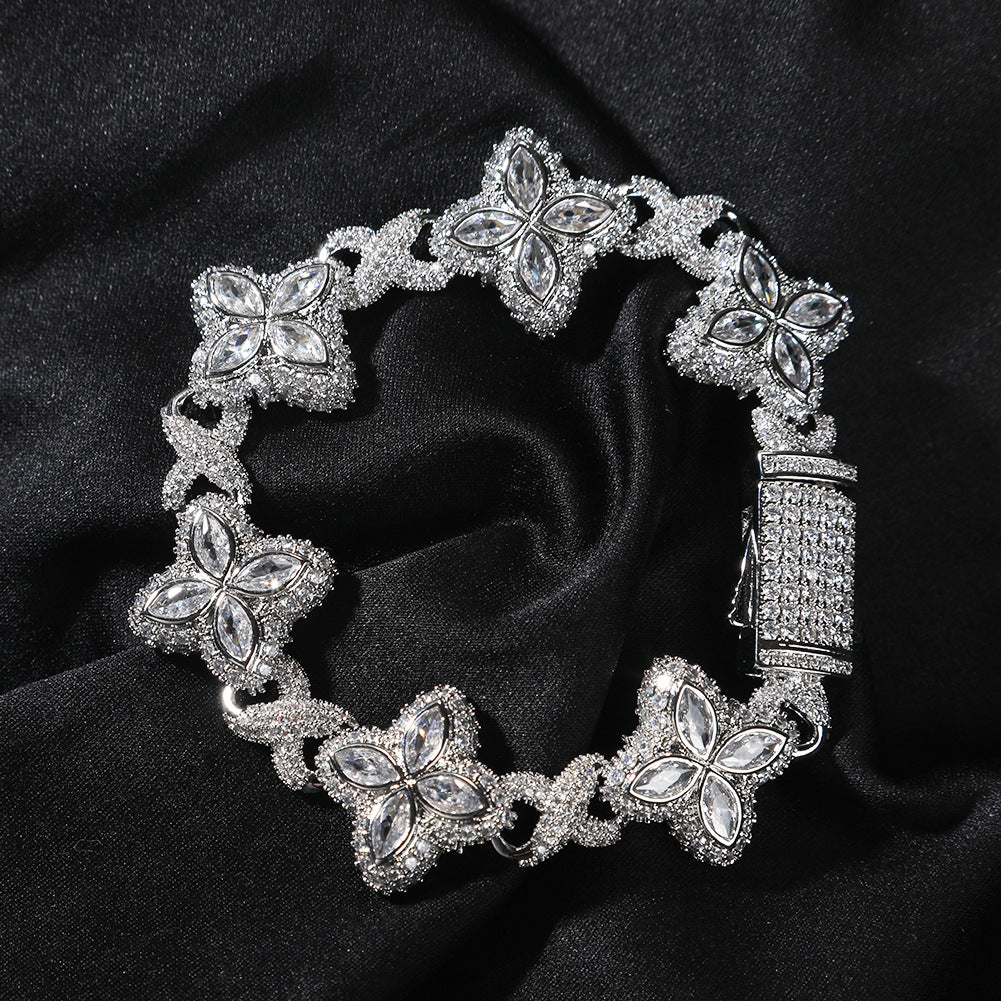 Pulsera Hip-Hop Infinite con Trébol de Cuatro Hojas y Circonitas 5A
