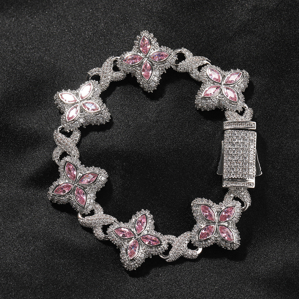 Pulsera Hip-Hop Infinite con Trébol de Cuatro Hojas y Circonitas 5A
