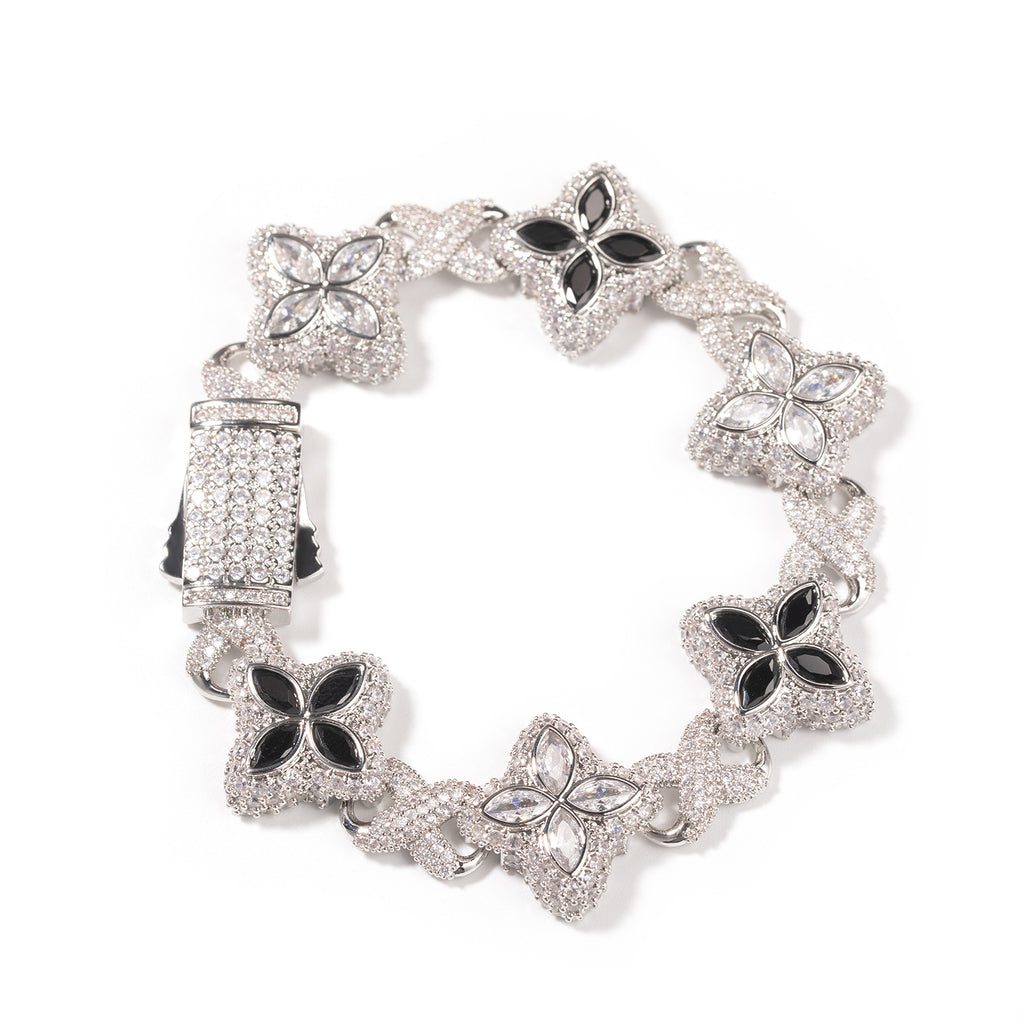 Pulsera Hip-Hop Infinite con Trébol de Cuatro Hojas y Circonitas 5A