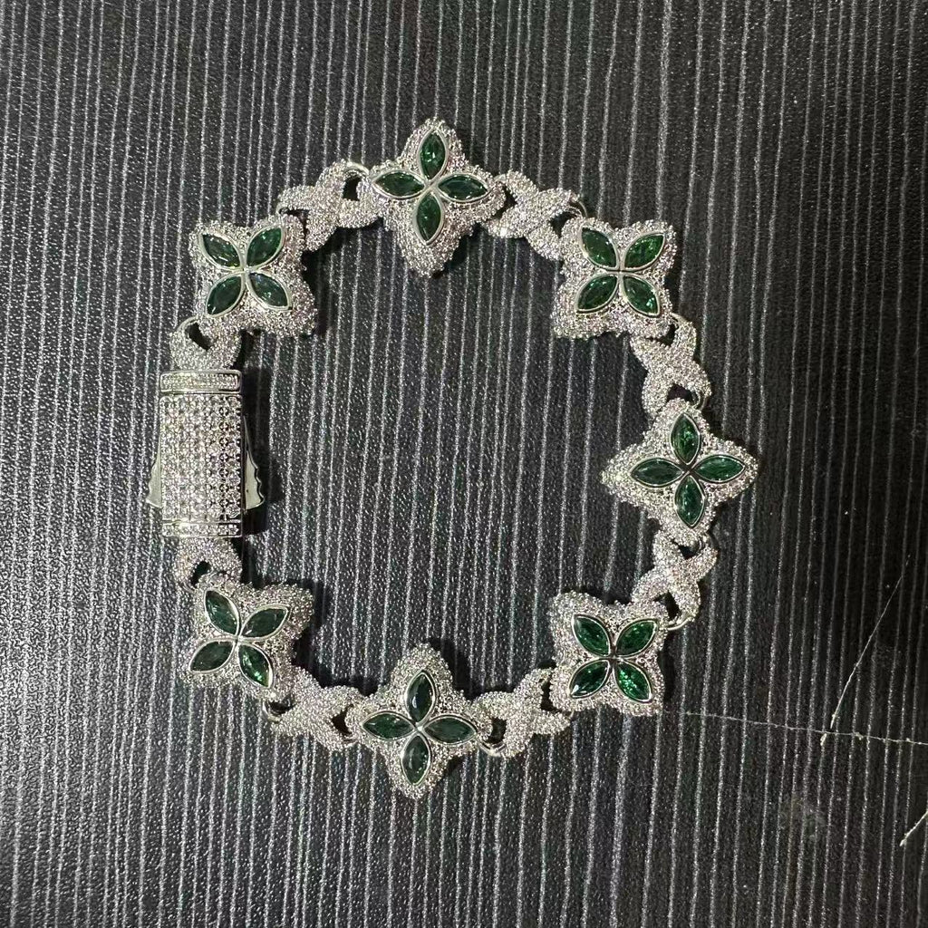 Pulsera Hip-Hop Infinite con Trébol de Cuatro Hojas y Circonitas 5A