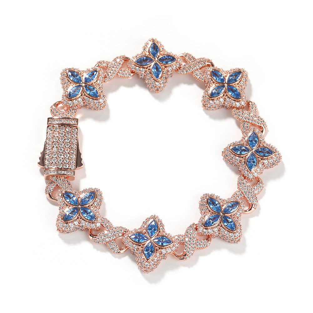 Pulsera Hip-Hop Infinite con Trébol de Cuatro Hojas y Circonitas 5A