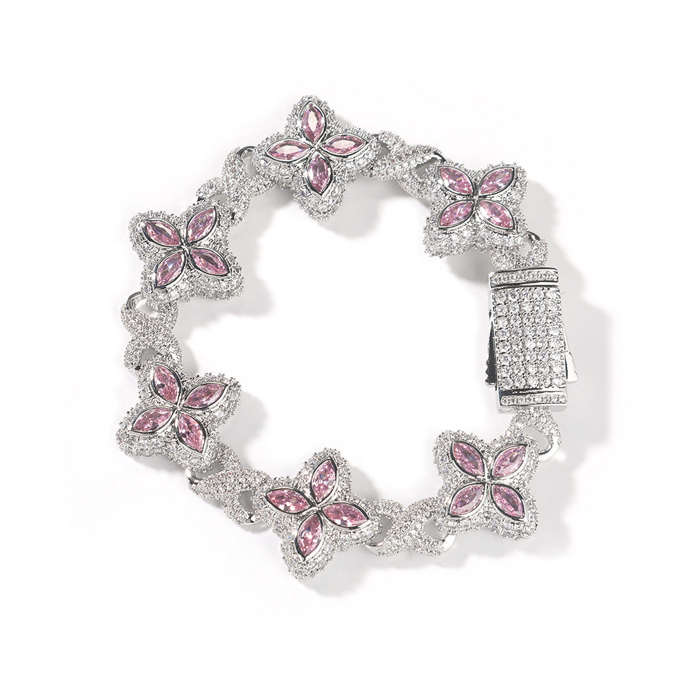 Pulsera Hip-Hop Infinite con Trébol de Cuatro Hojas y Circonitas 5A