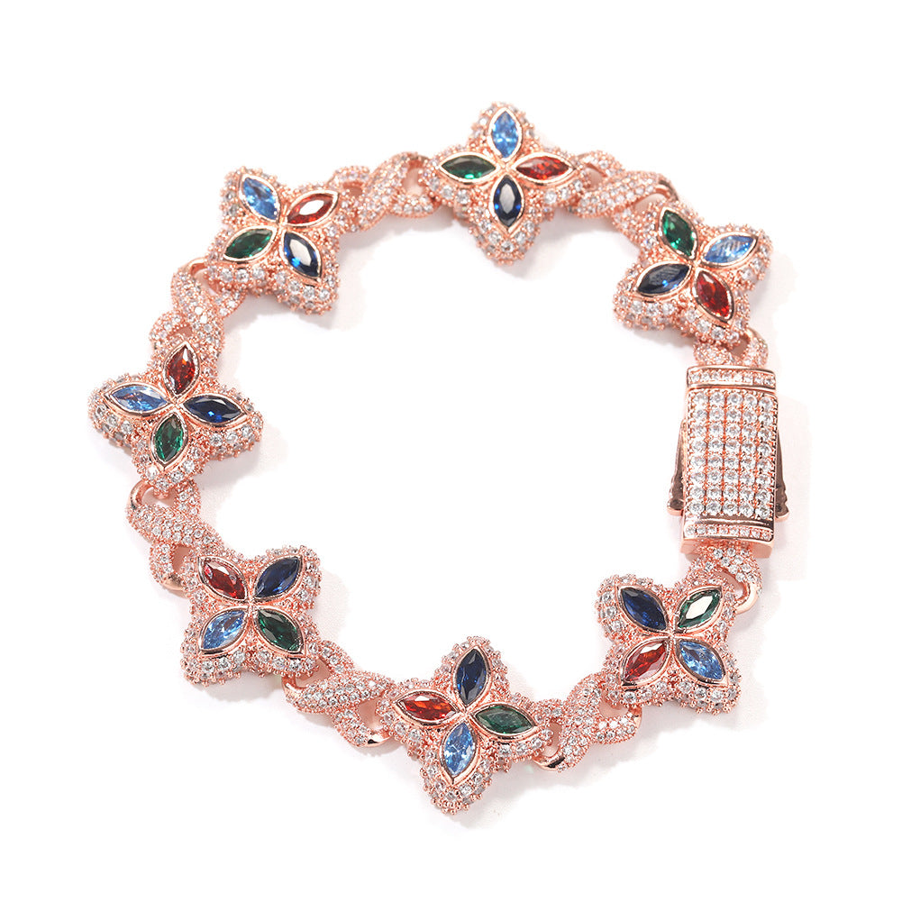 Pulsera Hip-Hop Infinite con Trébol de Cuatro Hojas y Circonitas 5A