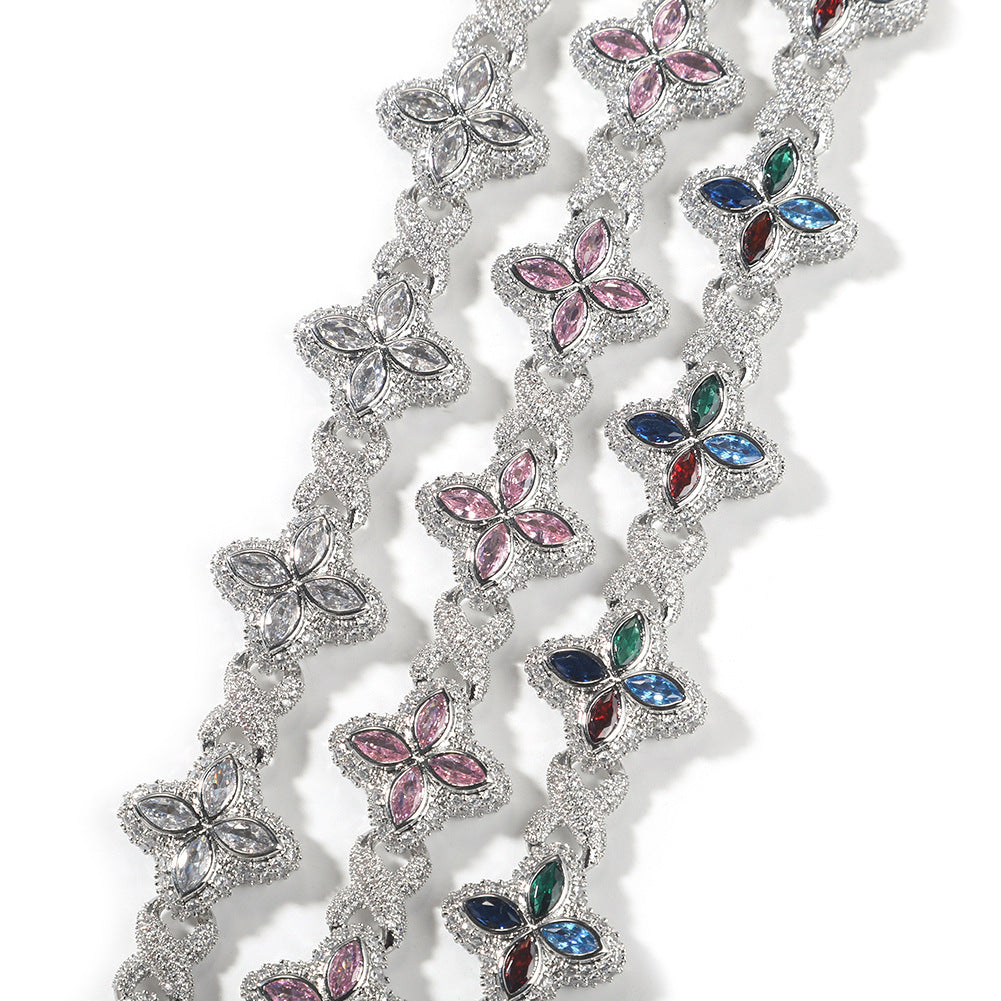 Pulsera Hip-Hop Infinite con Trébol de Cuatro Hojas y Circonitas 5A