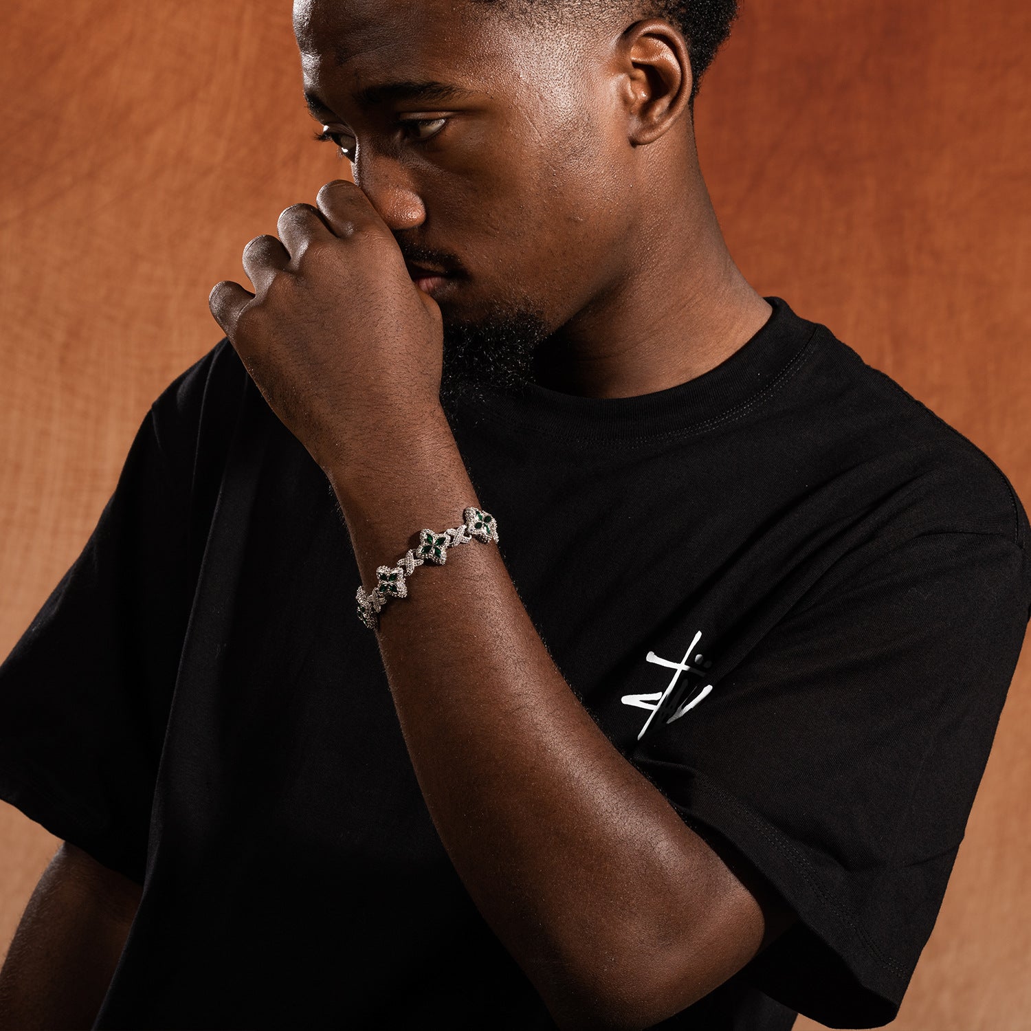 Pulsera Hip-Hop Infinite con Trébol de Cuatro Hojas y Circonitas 5A