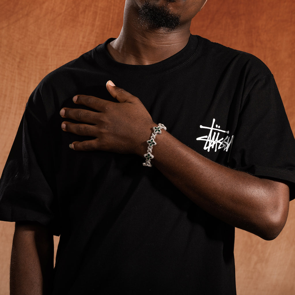 Pulsera Hip-Hop Infinite con Trébol de Cuatro Hojas y Circonitas 5A