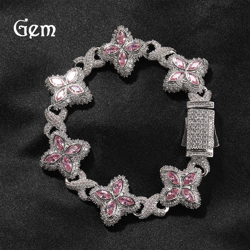 Pulsera Hip-Hop Infinite con Trébol de Cuatro Hojas y Circonitas 5A