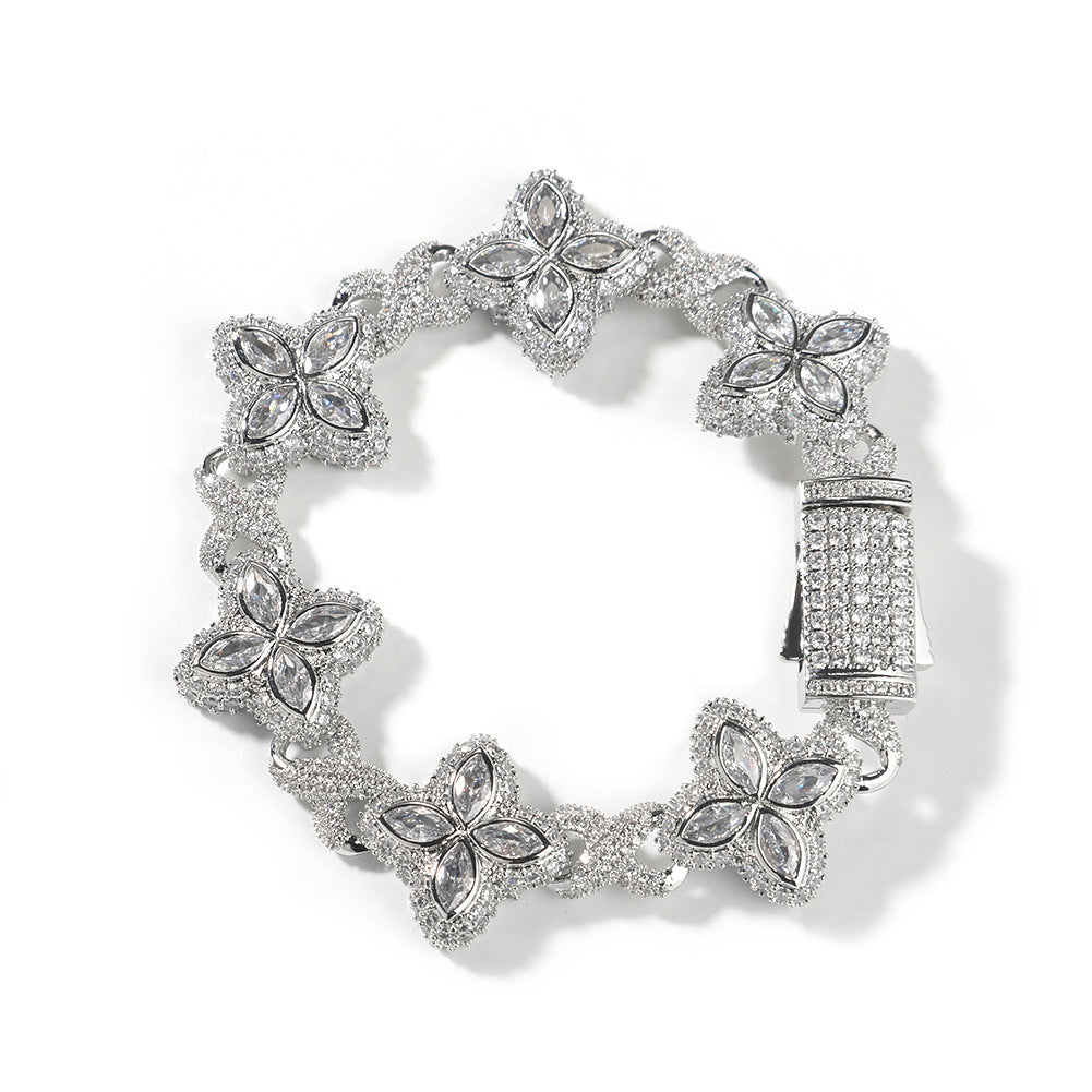 Pulsera Hip-Hop Infinite con Trébol de Cuatro Hojas y Circonitas 5A