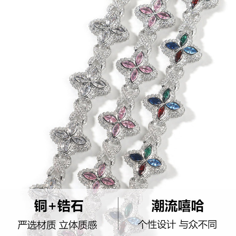 Pulsera Hip-Hop Infinite con Trébol de Cuatro Hojas y Circonitas 5A