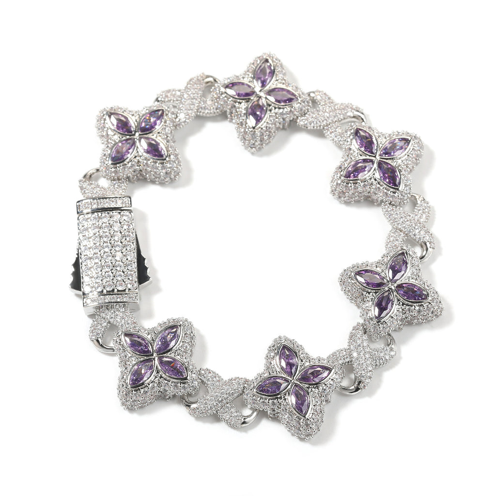 Pulsera Hip-Hop Infinite con Trébol de Cuatro Hojas y Circonitas 5A
