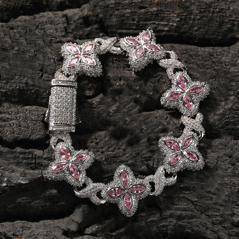Pulsera Hip-Hop Infinite con Trébol de Cuatro Hojas y Circonitas 5A