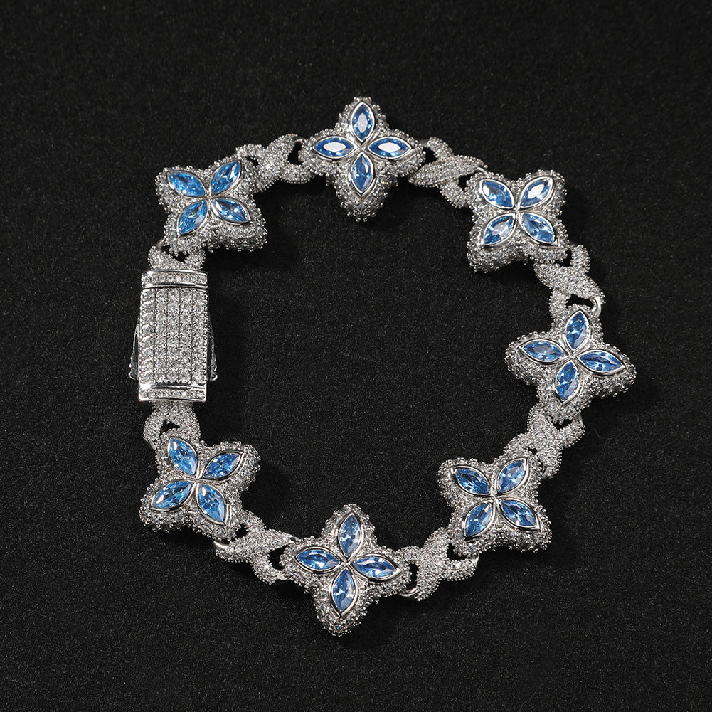 Pulsera Hip-Hop Infinite con Trébol de Cuatro Hojas y Circonitas 5A