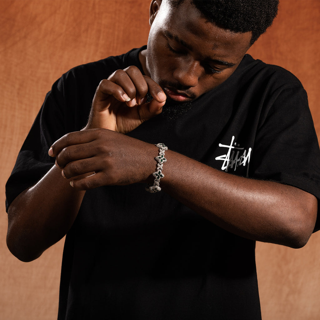 Pulsera Hip-Hop Infinite con Trébol de Cuatro Hojas y Circonitas 5A