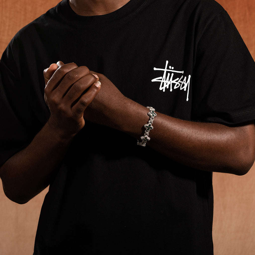 Pulsera Hip-Hop Infinite con Trébol de Cuatro Hojas y Circonitas 5A