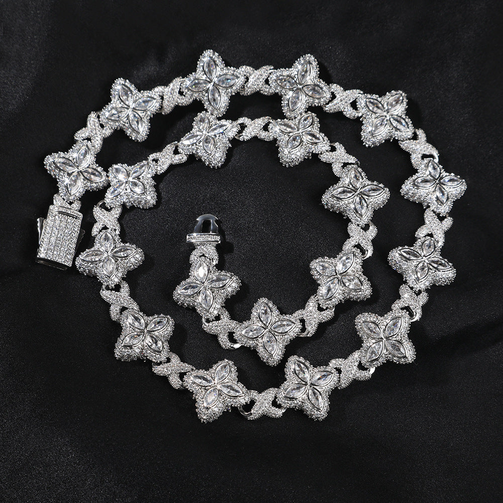 Pulsera Hip-Hop Infinite con Trébol de Cuatro Hojas y Circonitas 5A