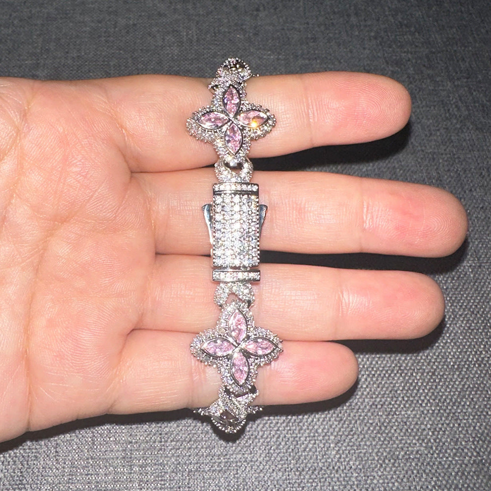 Pulsera Hip-Hop Infinite con Trébol de Cuatro Hojas y Circonitas 5A