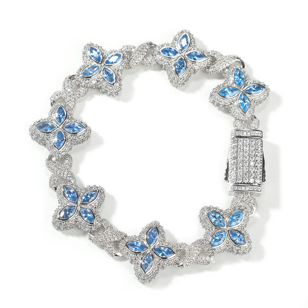 Pulsera Hip-Hop Infinite con Trébol de Cuatro Hojas y Circonitas 5A