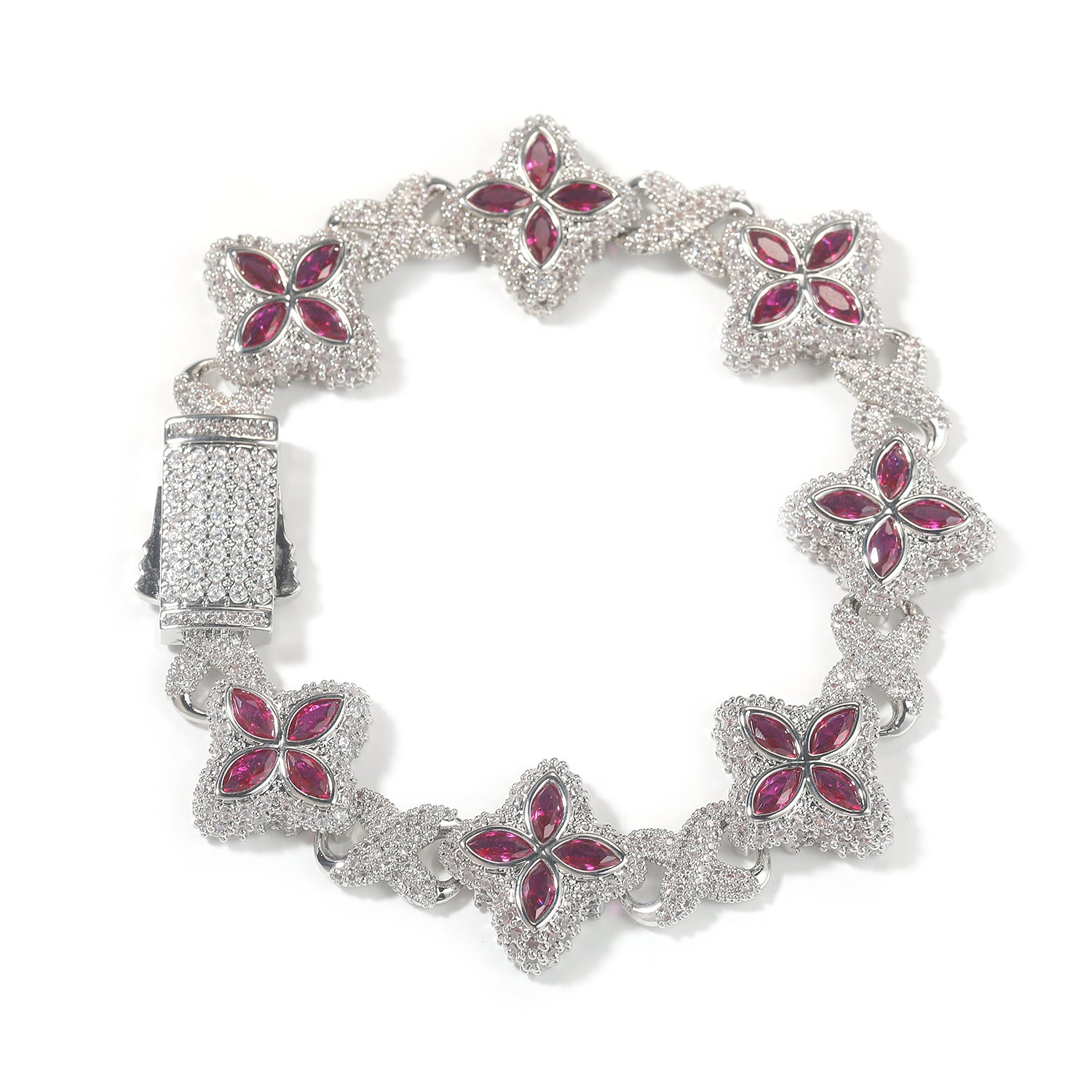 Pulsera Hip-Hop Infinite con Trébol de Cuatro Hojas y Circonitas 5A
