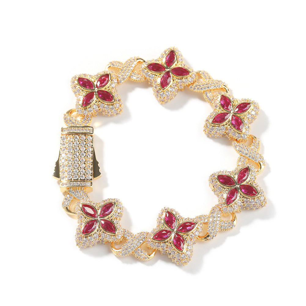 Pulsera Hip-Hop Infinite con Trébol de Cuatro Hojas y Circonitas 5A