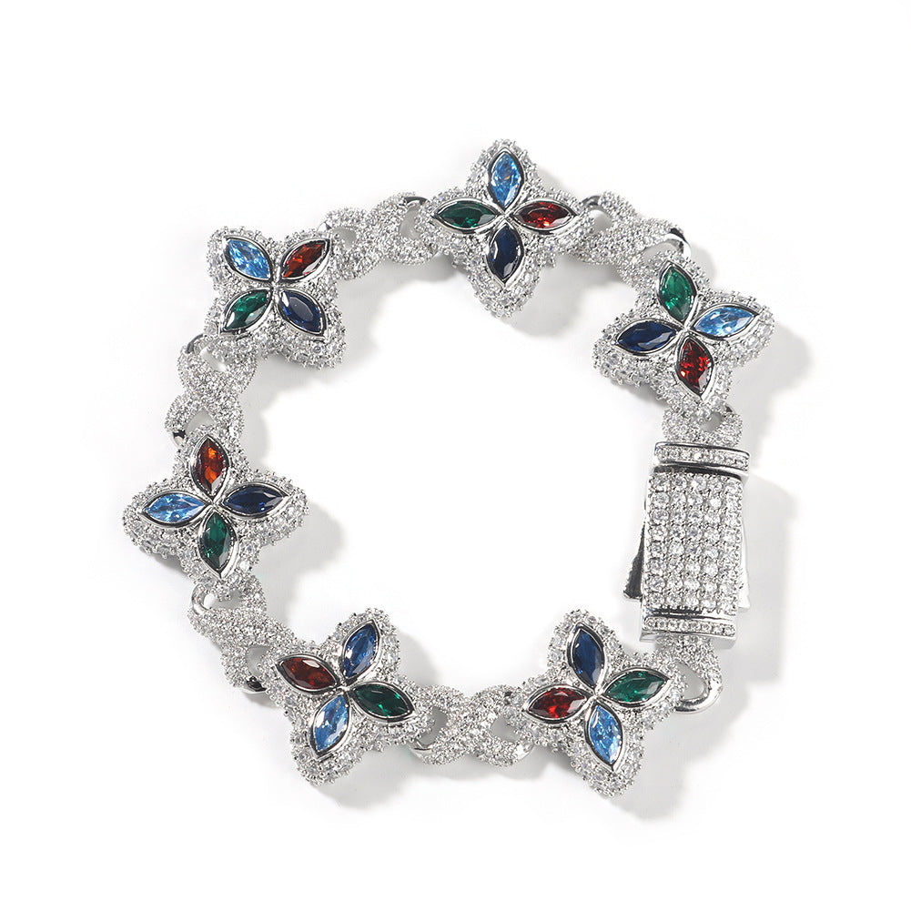 Pulsera Hip-Hop Infinite con Trébol de Cuatro Hojas y Circonitas 5A