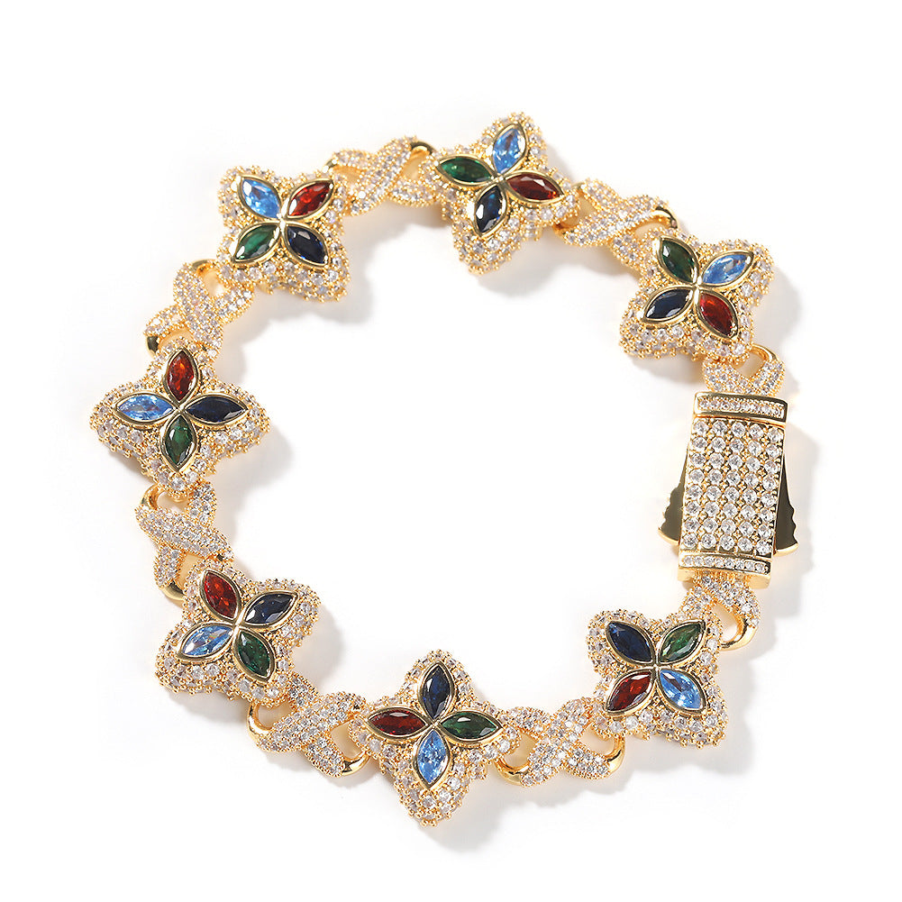 Pulsera Hip-Hop Infinite con Trébol de Cuatro Hojas y Circonitas 5A