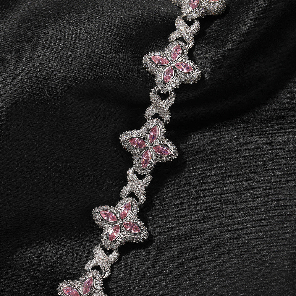 Pulsera Hip-Hop Infinite con Trébol de Cuatro Hojas y Circonitas 5A