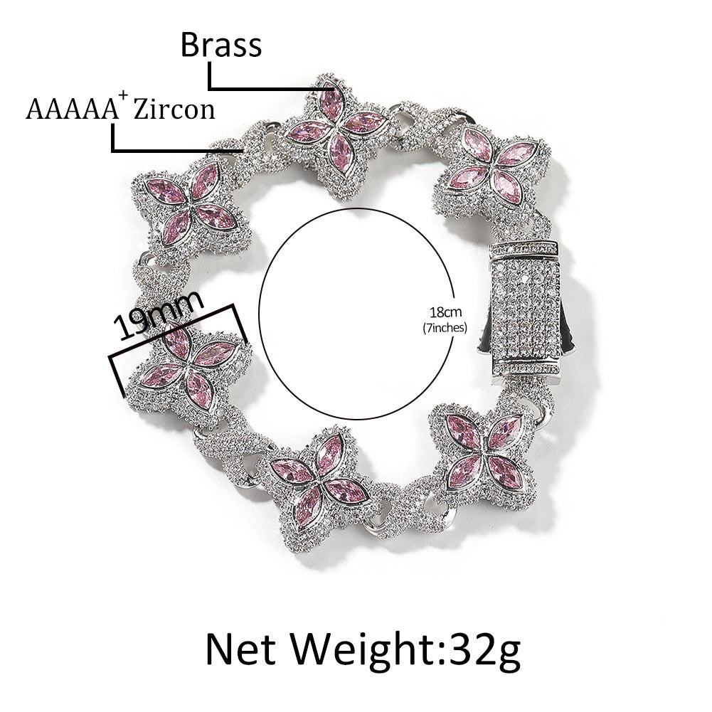 Pulsera Hip-Hop Infinite con Trébol de Cuatro Hojas y Circonitas 5A