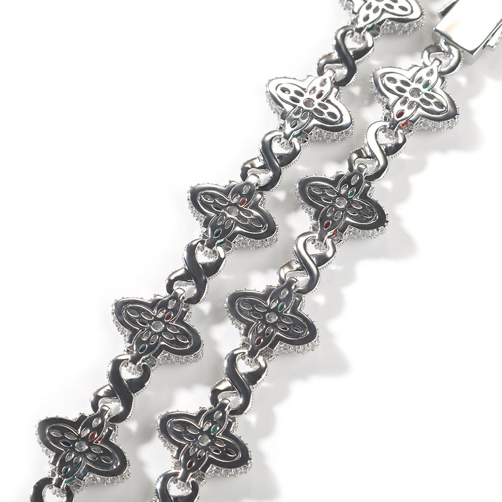 Pulsera Hip-Hop Infinite con Trébol de Cuatro Hojas y Circonitas 5A
