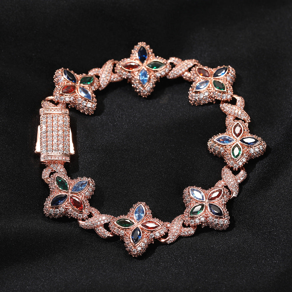 Pulsera Hip-Hop Infinite con Trébol de Cuatro Hojas y Circonitas 5A