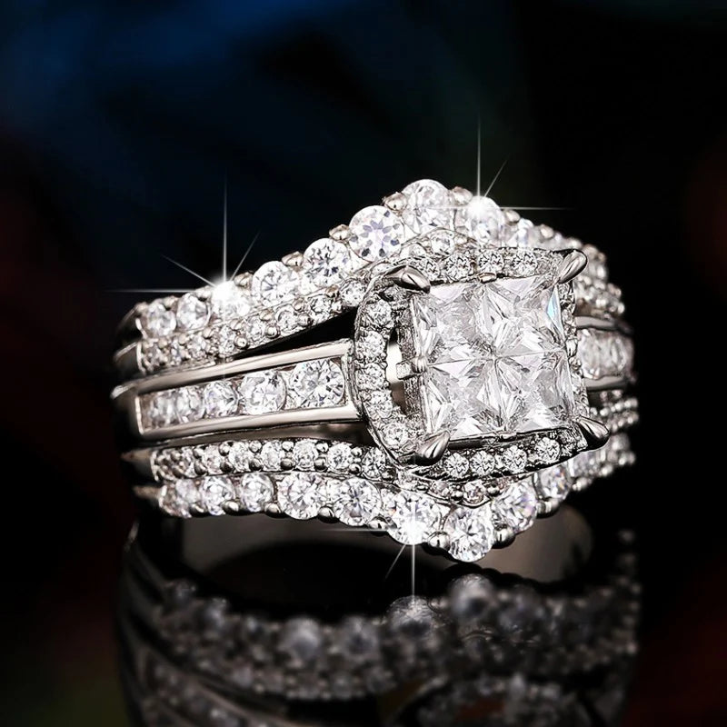 Anillo de Compromiso con Circonitas Brillantes para Mujer